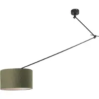 QAZQA Hanglamp zwart met kap 35 cm groen verstelbaar - Blitz