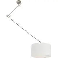 QAZQA Hanglamp staal met kap 35 cm wit verstelbaar - Blitz