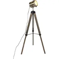 QAZQA Industriële vloerlamp tripod hout met studiospot - Braha