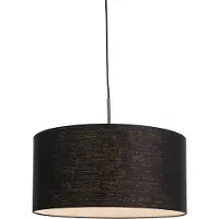 QAZQA Moderne hanglamp zwart met zwarte kap 50 cm - Combi 1