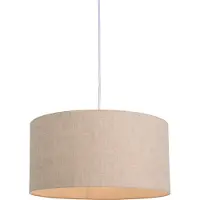 QAZQA Landelijke hanglamp wit met katoenen kap lichtgrijs 50 cm - Combi