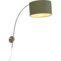 QAZQA Wandbooglamp staal met kap groen 35/35/20 verstelbaar