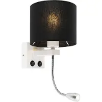 QAZQA Moderne wandlamp wit met zwarte kap - Brescia