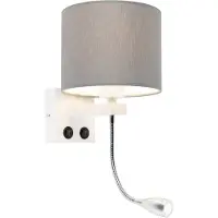 QAZQA Moderne wandlamp wit met grijze kap - Brescia