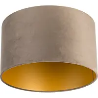 QAZQA Velours lampenkap taupe 35/35/20 met gouden binnenkant
