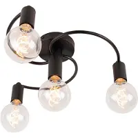 QAZQA Art deco plafondlamp zwart 4-lichts - Facil