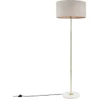 QAZQA Vloerlamp messing met grijze kap 50 cm - Kaso