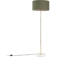 QAZQA Vloerlamp messing met groene kap 50 cm - Kaso