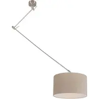 QAZQA Hanglamp staal met kap 35 cm taupe verstelbaar - Blitz I