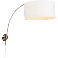 QAZQA Moderne wandbooglamp staal met witte kap 50 cm verstelbaar - Bow