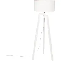 QAZQA Vloerlamp tripod wit hout met witte kap 50 cm - Puros