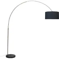 QAZQA Booglamp staal stoffen kap zwart 50 cm - XXL