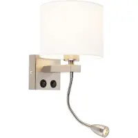 QAZQA Moderne wandlamp staal met witte kap - Brescia