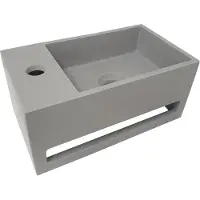 Mueller Solid Surface mat grijze fontein met handdoekhouder links
