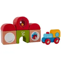 Hape houten treinstation bouwblokken