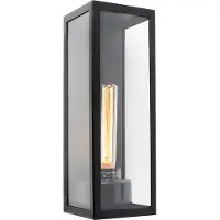 QAZQA Moderne rechthoekige buitenwandlamp zwart met glas - Rotterdam Long