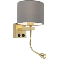 QAZQA Art deco wandlamp goud met grijze kap - Brescia