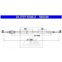 Ate Handremkabel 24.3727-0349.2 ATE voor o.a. CITROEN, PEUGEOT