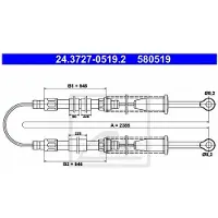 Ate Handremkabel 24.3727-0519.2 ATE voor o.a. AUTOBIANCHI, FIAT, LANCIA