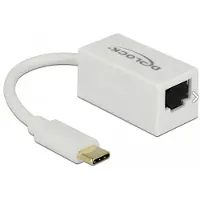 DeLOCK USB-C naar RJ45 Gigabit Ethernet LAN adapter / compact - USB3.0 - CAT6 / wit - 0,10 meter