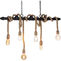 QAZQA Industriële hanglamp zwart 6-lichts - Plural