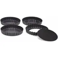 Point-Virgule Bakvorm - 4 mini taartvormen - Anti-aanbaklaag - Losse bodem - ø 10cm