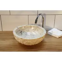Teakea Mountain opbouwwaskom marmer rond Ø40 x 15 cm wit gebeiteld