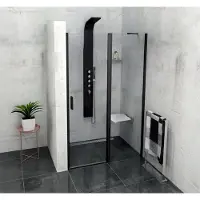 Polysan Douchedeur zoom line black draaideur 100x200 cm 6 mm gecoat glas mat zwart