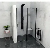 Polysan Zoom Black Douchedeur 110cm, helder glas