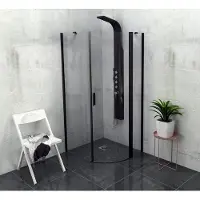 Hak Zoom Black Kwartronde douchecabine 90x90cm, helder glas, rechts