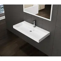Lambini Designs Vicenza wastafel solid surface 100cm met kraangat wit mat
