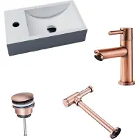Lambini Designs Recto solid surface fonteinset met koper kraan links en toebehoren
