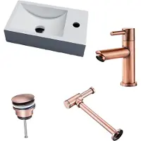 Lambini Designs Recto solid surface fonteinset met koper kraan rechts en toebehoren
