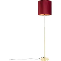 QAZQA Vloerlamp goud/messing met velours kap rood 40/40 cm - Parte