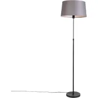QAZQA Vloerlamp zwart met donkergrijze linnen kap 45 cm - Parte