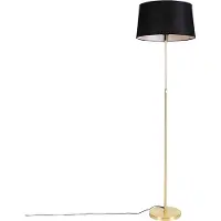 QAZQA Vloerlamp goud/messing met linnen kap zwart 45 cm - Parte
