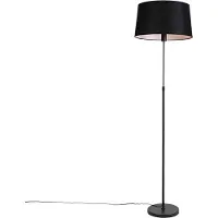 QAZQA Vloerlamp zwart met zwarte linnen kap 45cm verstelbaar - Parte