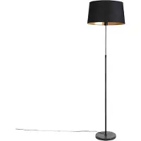 QAZQA Vloerlamp zwart met zwarte kap 45 cm verstelbaar - Parte