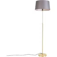QAZQA Vloerlamp goud/messing met linnen kap grijs 45 cm - Parte
