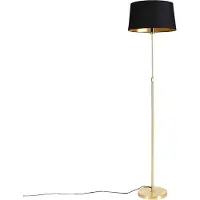 QAZQA Vloerlamp goud/messing met zwarte kap 45 cm verstelbaar - Parte
