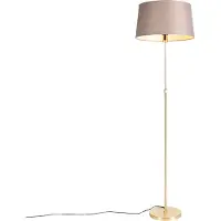 QAZQA Vloerlamp goud/messing met linnen kap taupe 45 cm - Parte