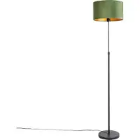 QAZQA Vloerlamp zwart met velours kap groen met goud 35 cm - Parte