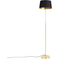 QAZQA Vloerlamp goud/messing met zwarte kap 35 cm verstelbaar - Parte