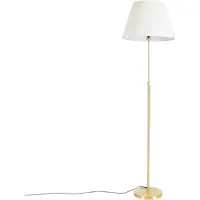 QAZQA Vloerlamp goud/messing met plisse kap crème 45 cm - Parte