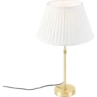 QAZQA Tafellamp goud/messing met plisse kap crème 35 cm - Parte