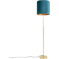 QAZQA Vloerlamp goud/messing met velours kap taupe 40/40 cm - Parte