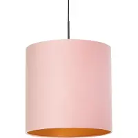 QAZQA Hanglamp met velours kap roze met goud 40 cm - Combi
