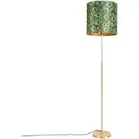 QAZQA Vloerlamp goud/messing met velours kap pauw 40/40 cm - Parte