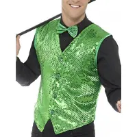 Vegaoo Groen gilet met lovertjes voor volwassenen