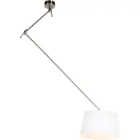 QAZQA Hanglamp met linnen kap wit 35 cm - Blitz I staal